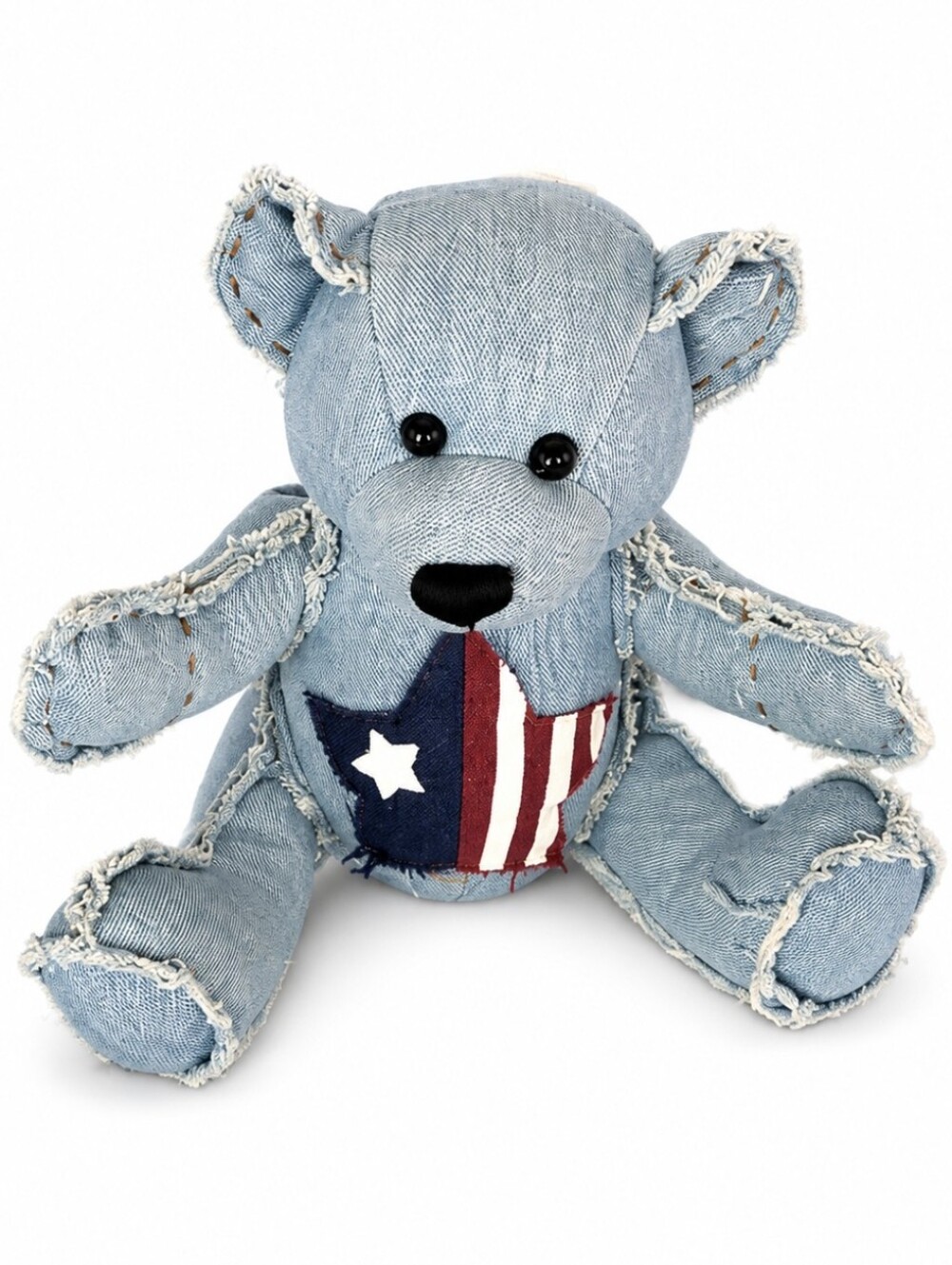 Vintage 1990s Denim Jean USA Star Teddy Bear Dan Dee July 4 Plush